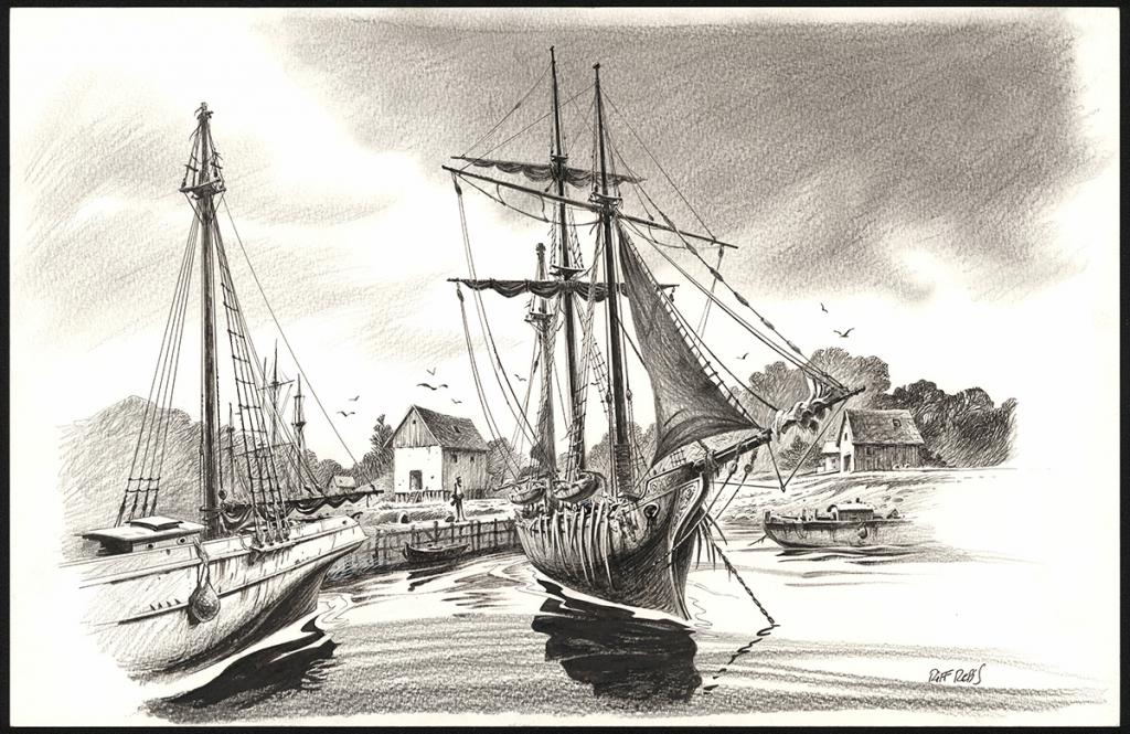 Illustration originale réalisée pour la revue chasse-marée - Riff Reb's - Encre de Chine et crayon sur papier - 6528