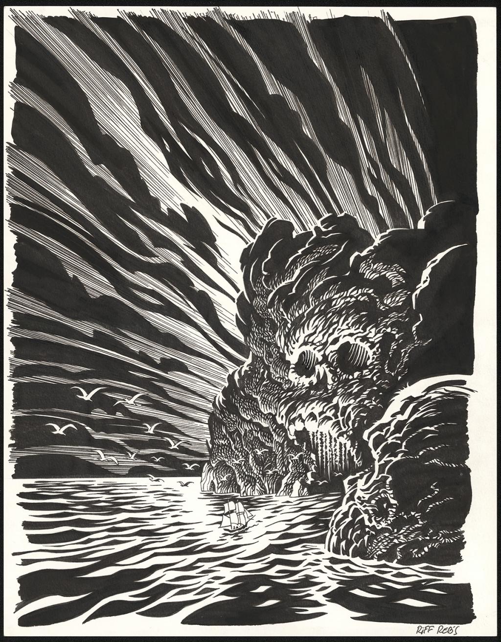 Illustration originale pour une sérigraphie pour Strasbourg - Riff Reb's - Encre de Chine et crayon sur papier - 6427