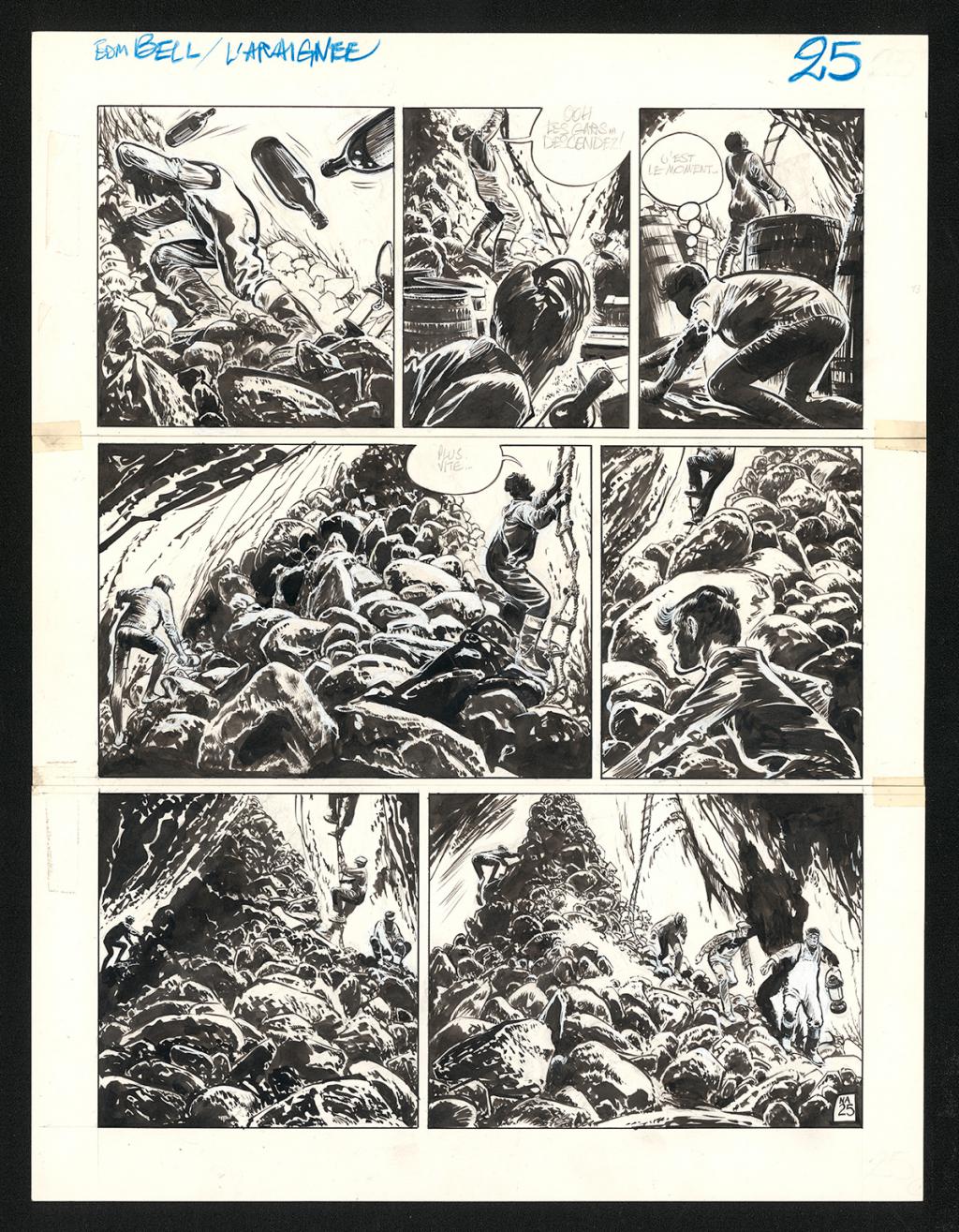 Planche originale n°25, retouche à la gouache blanche - René Follet - Encre de Chine et crayon sur papier - 6451