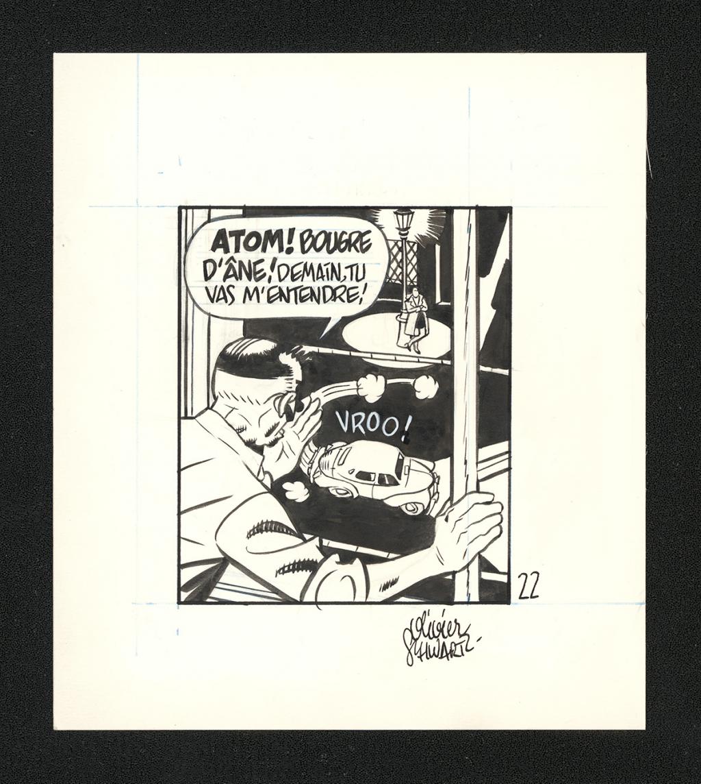 Planche originale n°22 accompagnée de la dernière case refaite - Olivier Schwartz - Encre de Chine sur papier - 6207