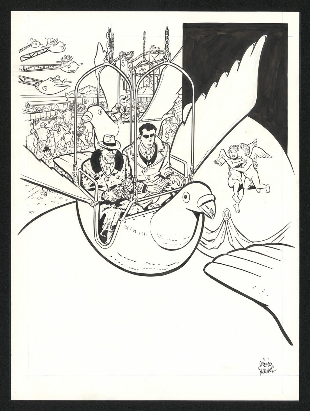 Couverture originale - Olivier Schwartz - Encre de Chine sur papier - 6576