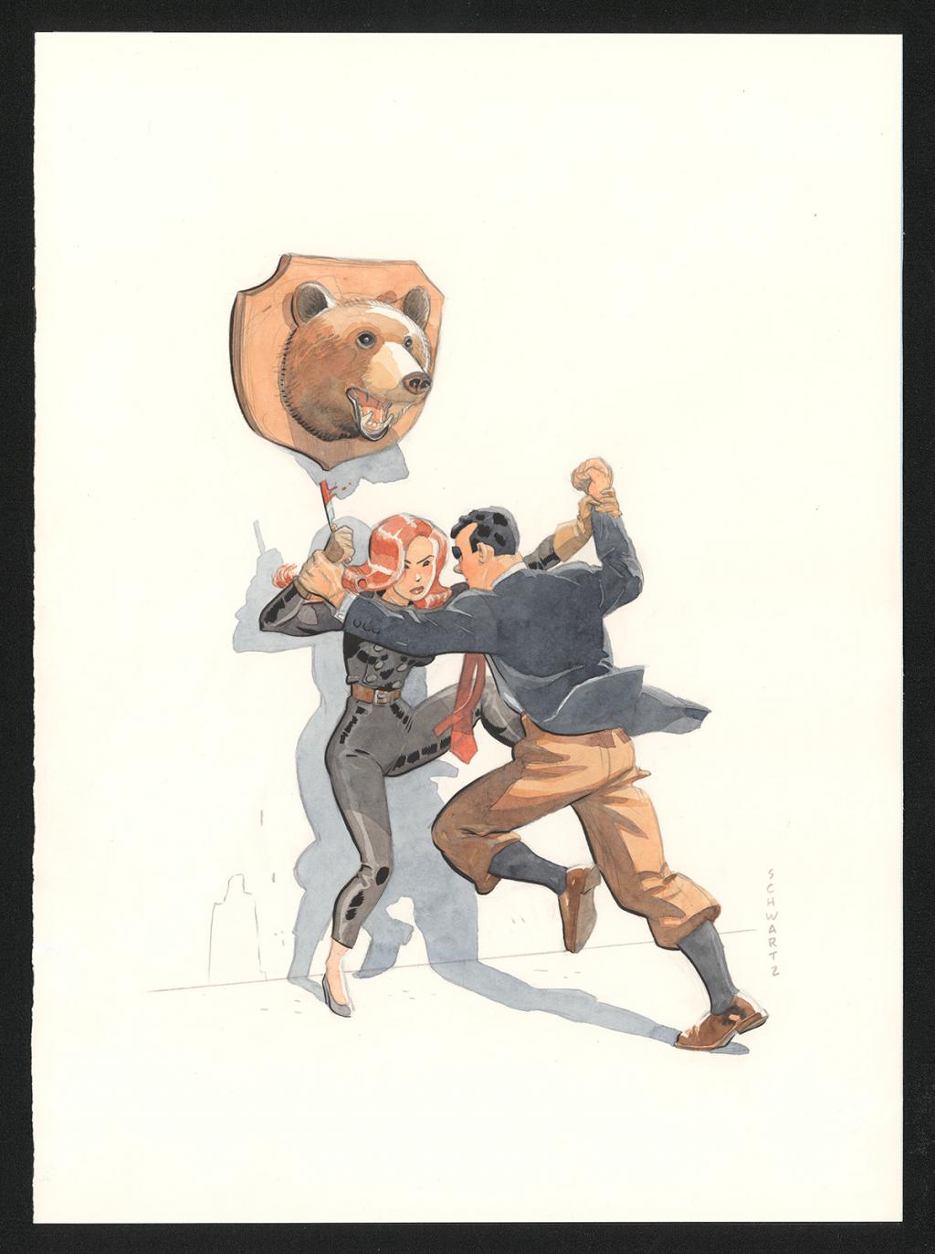 Illustration originale publiée dans le tirage de luxe Black and White - Olivier Schwartz - Aquarelle sur papier - 6181