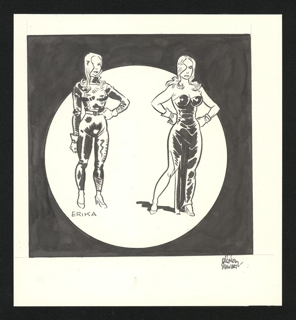 Illustration originale, recherche de personnage Edika - Olivier Schwartz - Encre de Chine sur papier - 6182