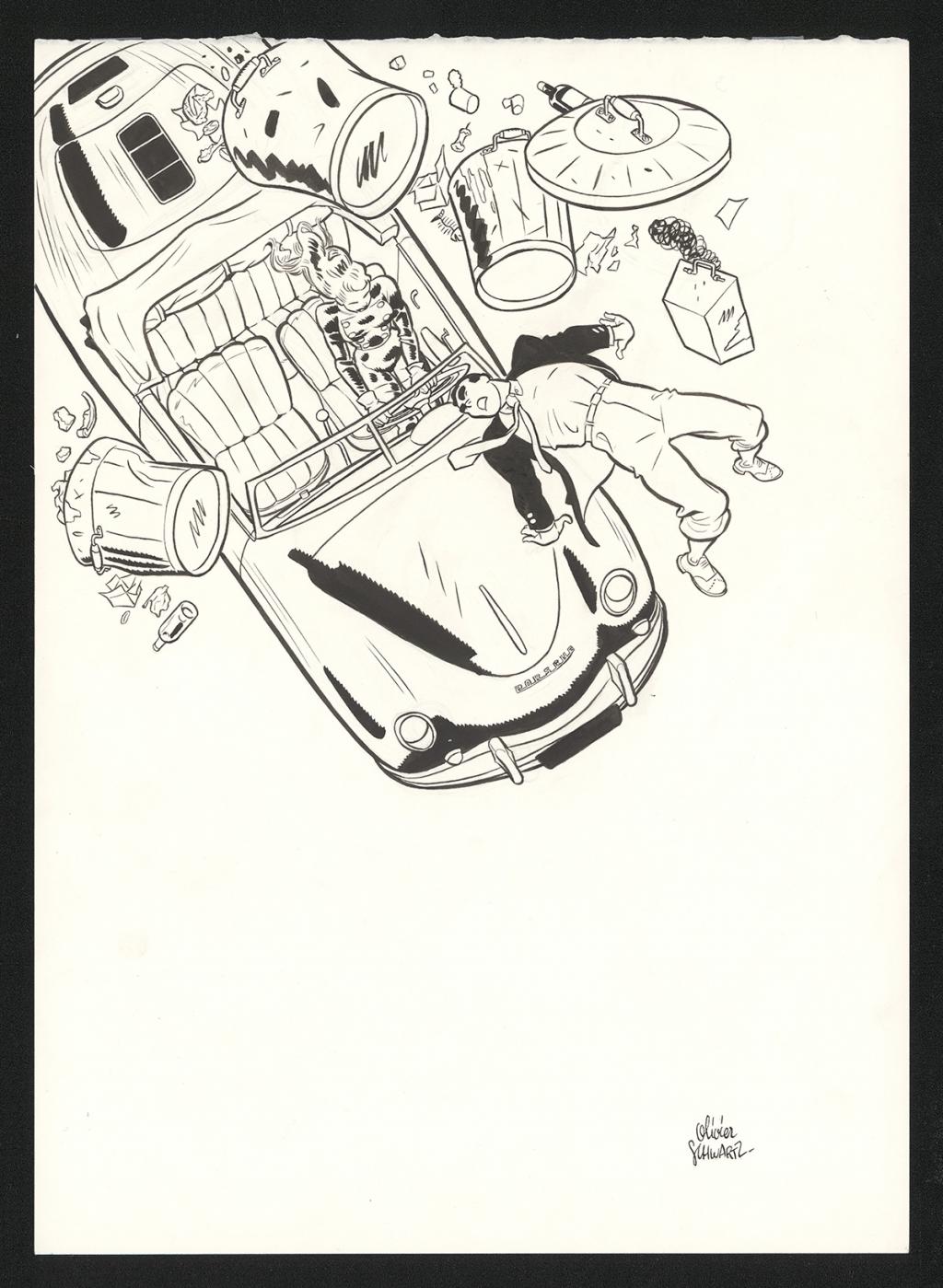 Couverture originale - Olivier Schwartz - Encre de Chine sur papier - 6577