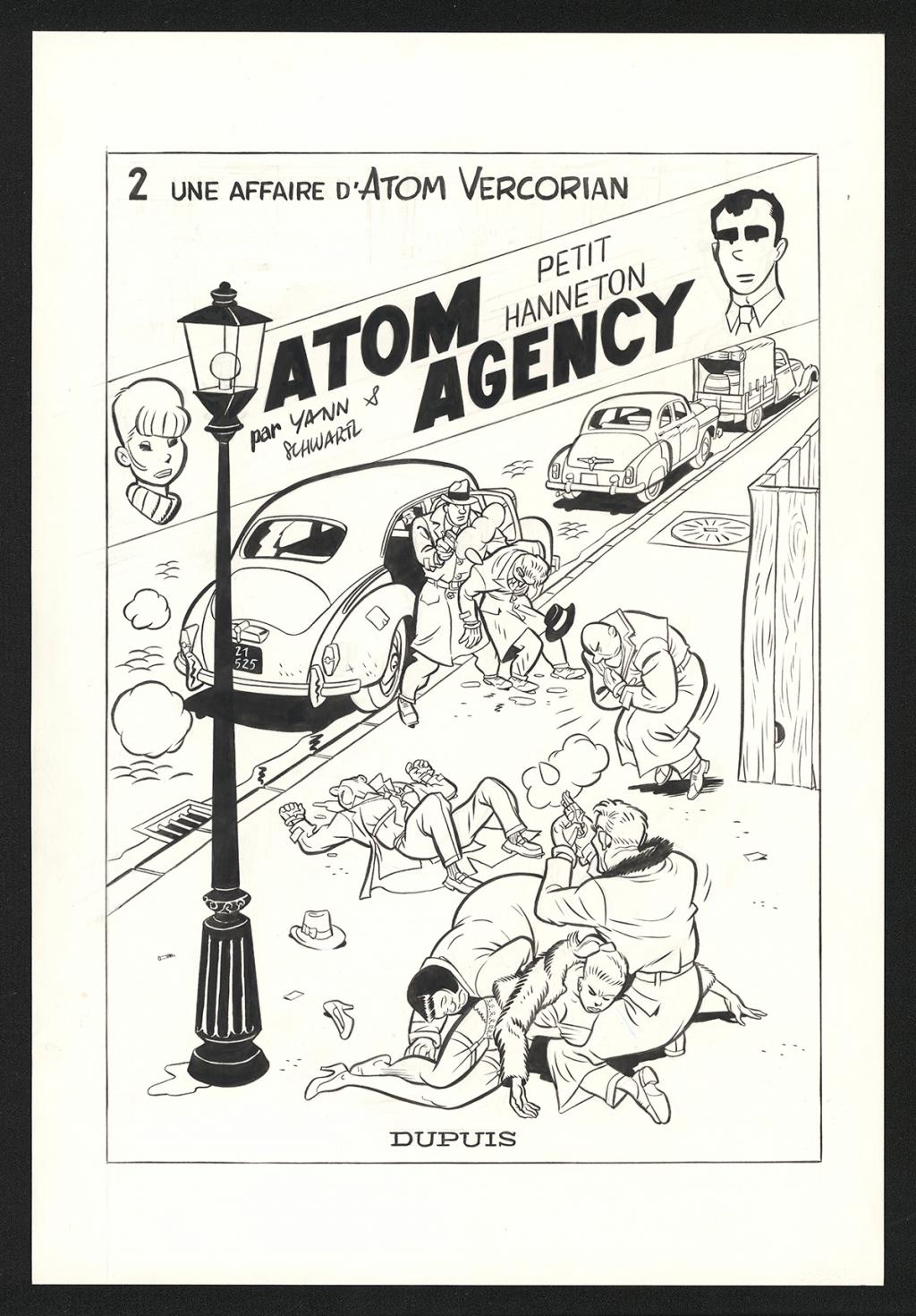 Projet de couverture pour le tirage de luxe Dupuis, également publiée dans le tirage de luxe Black and White - Olivier Schwartz - Encre de Chine sur papier - 6221