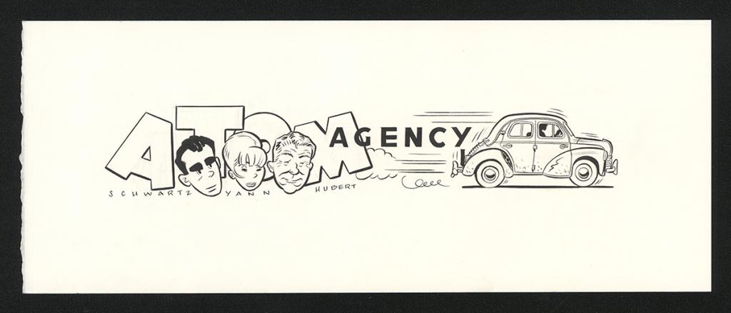 Illustration originale pour le haut de page de Spirou et publiée dans le tirage de luxe Black and White - Olivier Schwartz - Encre de Chine sur papier - 6223