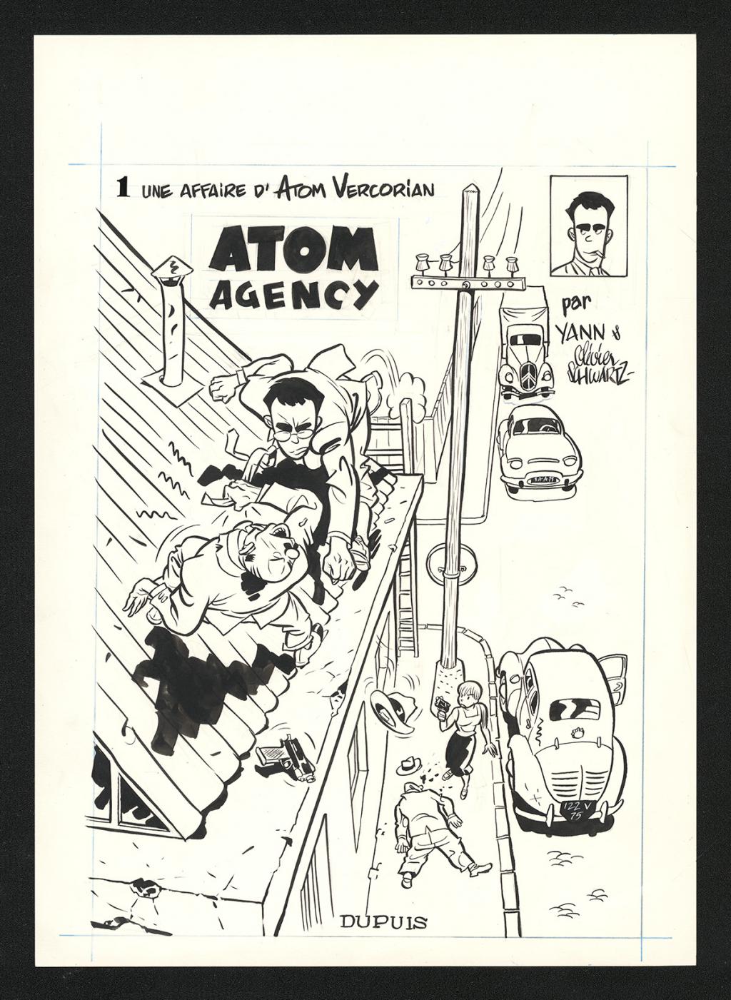 Couverture originale du tirage de luxe Dupuis, également publiée dans le tirage de luxe Black and White - Olivier Schwartz - Encre de Chine sur papier - 6578