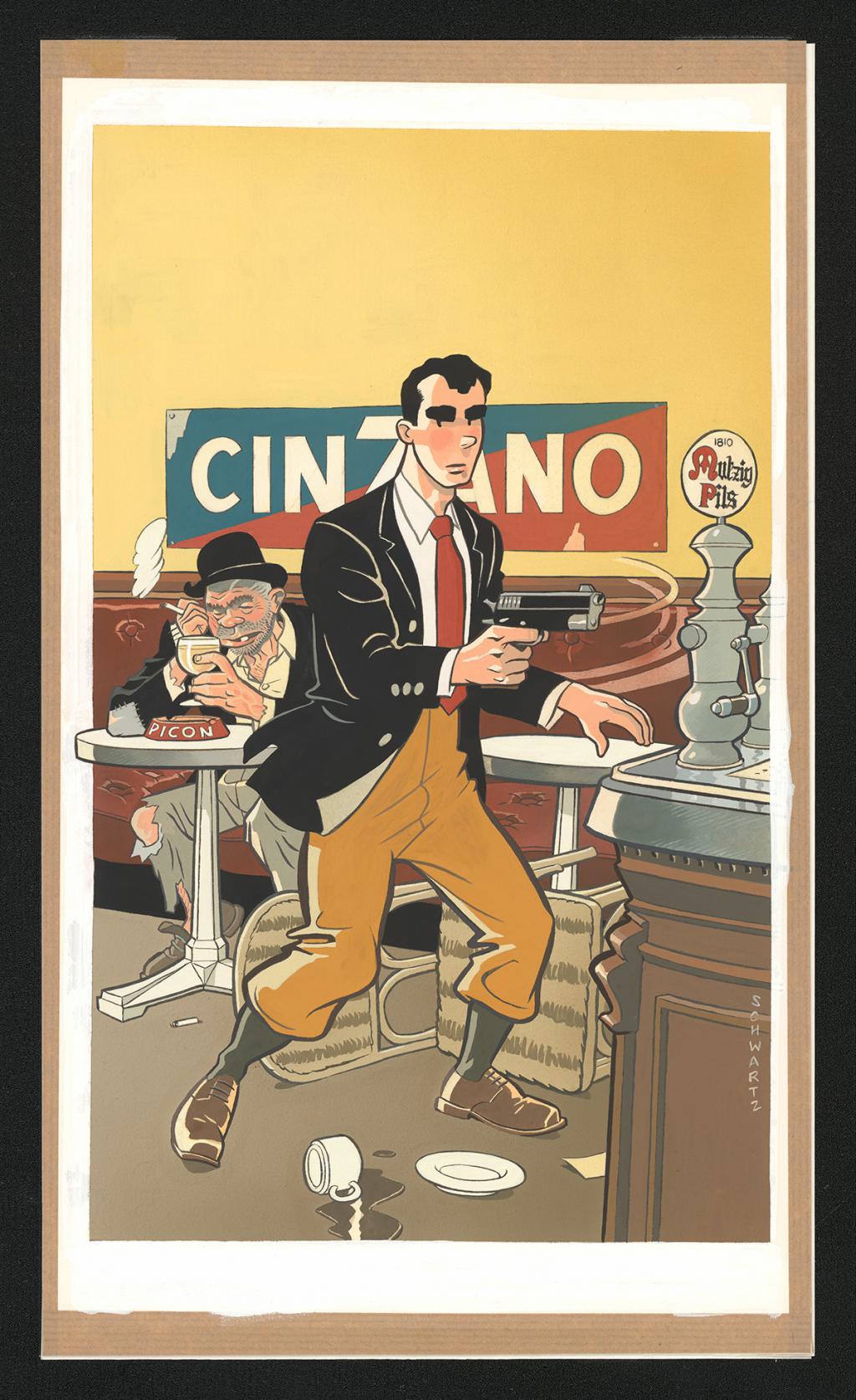 Illustration originale publiée dans le tirage de luxe Black and White - Olivier Schwartz - Gouache sur papier - 6588