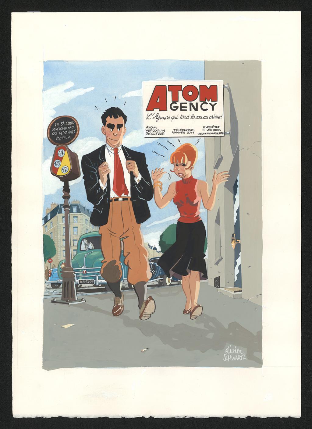 Illustration originale pour un ex-libris de la librairie Brüsel - Olivier Schwartz - Gouache sur papier - 6589