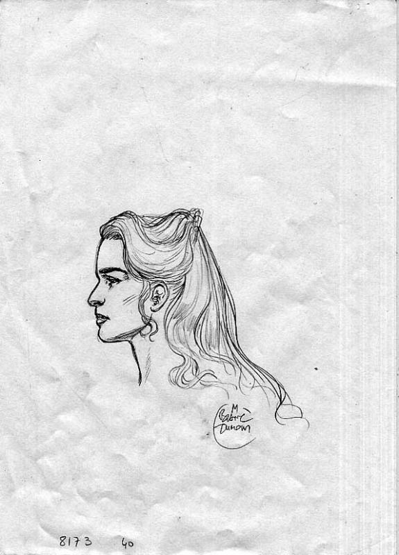 Tête de femme de profil - Michel Blanc-Dumont - Mine de plomb sur papier - 228