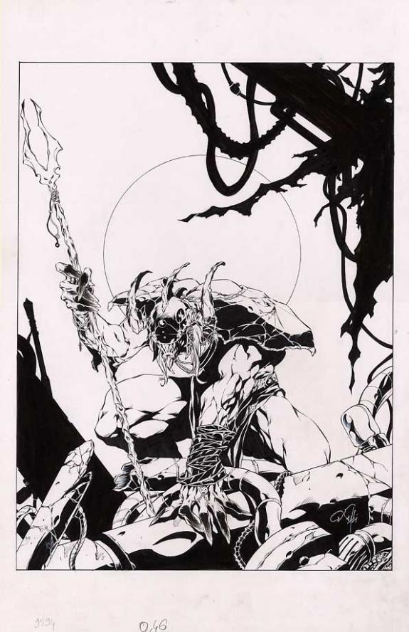 monstre avec lance - Djillali Defali - Encre de Chine - 189