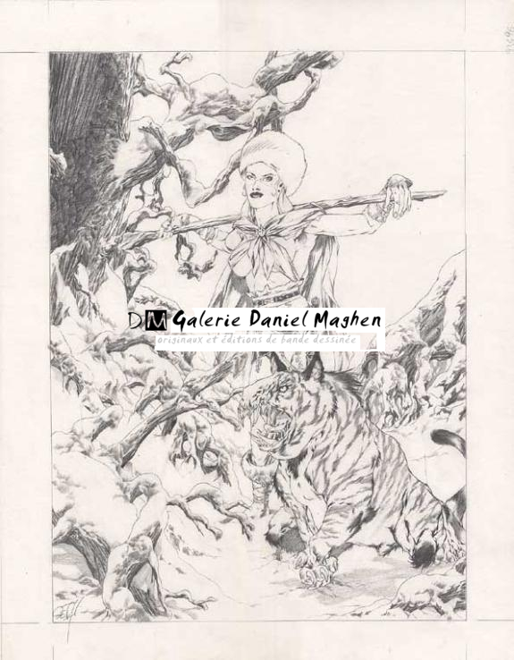 femme + monstre  (dessin de com - Djillali Defali - Mine de plomb sur papier - 169