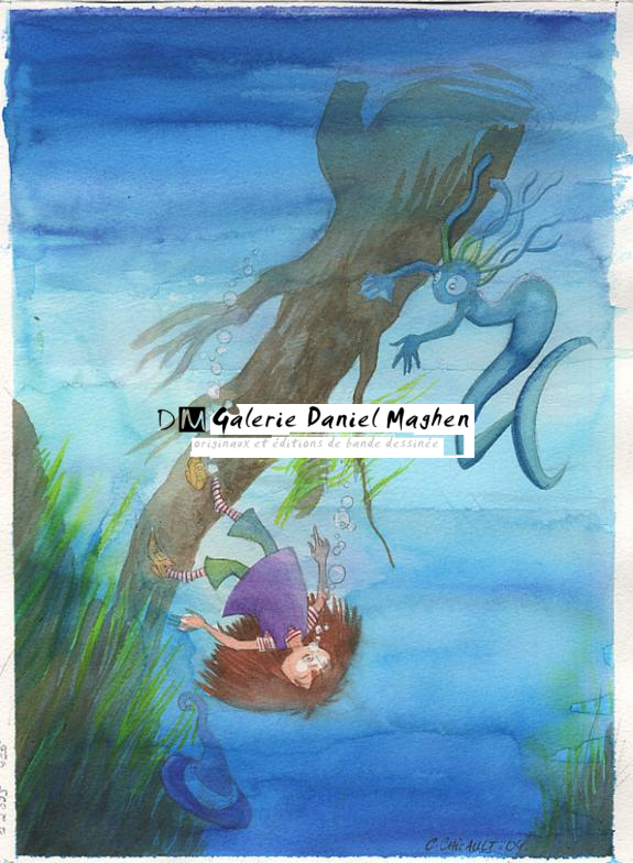 zelie se noit - Cécile Chicault - Encre de couleur et mine de plomb sur papier - 121