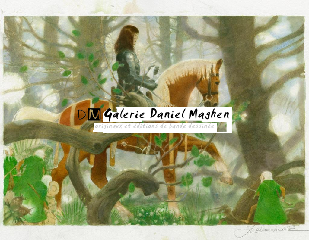 homme sur cheval marron - Andréï Arinouchkine - Aquarelle sur papier - 2366