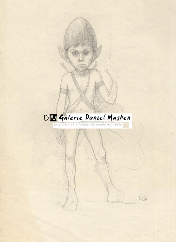 recherche elfe cape feuille de chêne - Erlé Ferronnière - Mine de plomb sur papier - 43