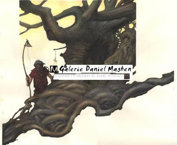 dessin inédit : arbre creux - Armel Gaulme - Aquarelle sur papier - 254