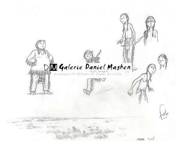 croquis de jeunes indiens - Fred Simon - 361