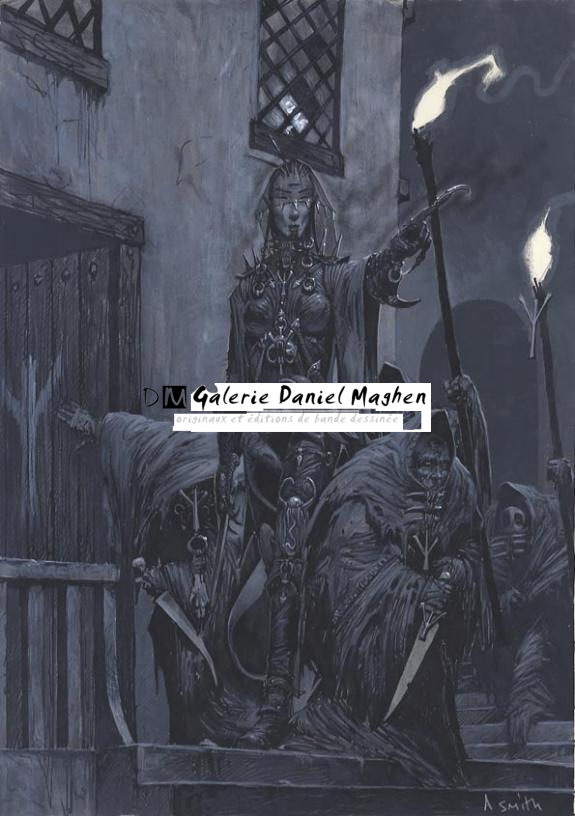 femme entourée de monstres avec couteau - Adrian Smith - 452