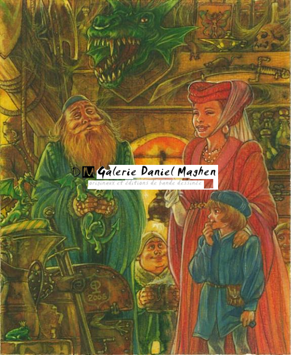 Illustration originale - Jeune Dragon dans une échoppe - Eric Puech - Encre de couleur sur papier - 760