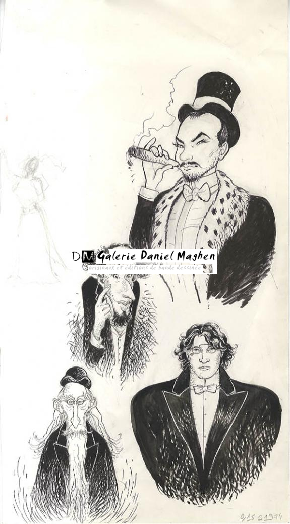 portrait des scénaristes - Laurent Vicomte - Encre de Chine - 1191