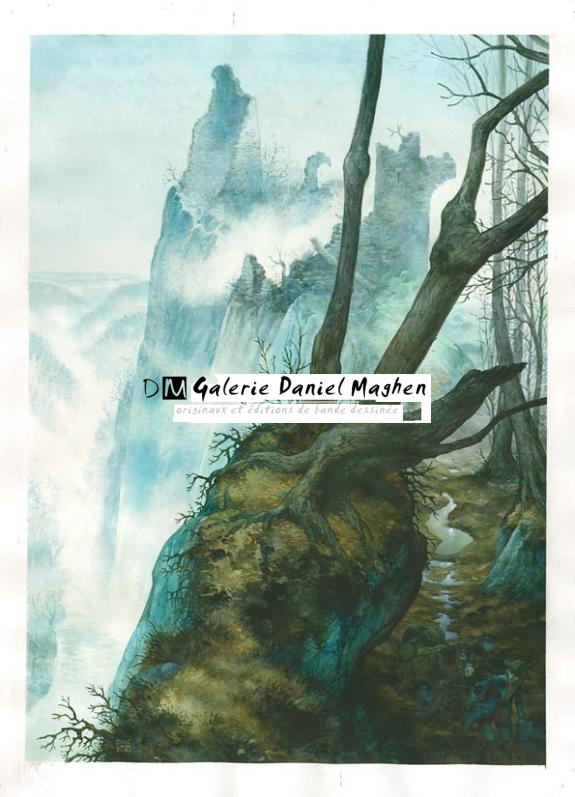 homme ane et chateau en ruine - David Caryn - Gouache sur papier - 1234