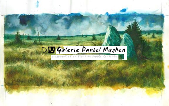 decor avec 2 pierres - David Caryn - Gouache sur papier - 1235