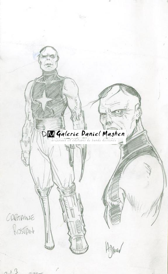 Capitaine Rostan - Philippe Adamov - Mine de plomb sur papier - 1243