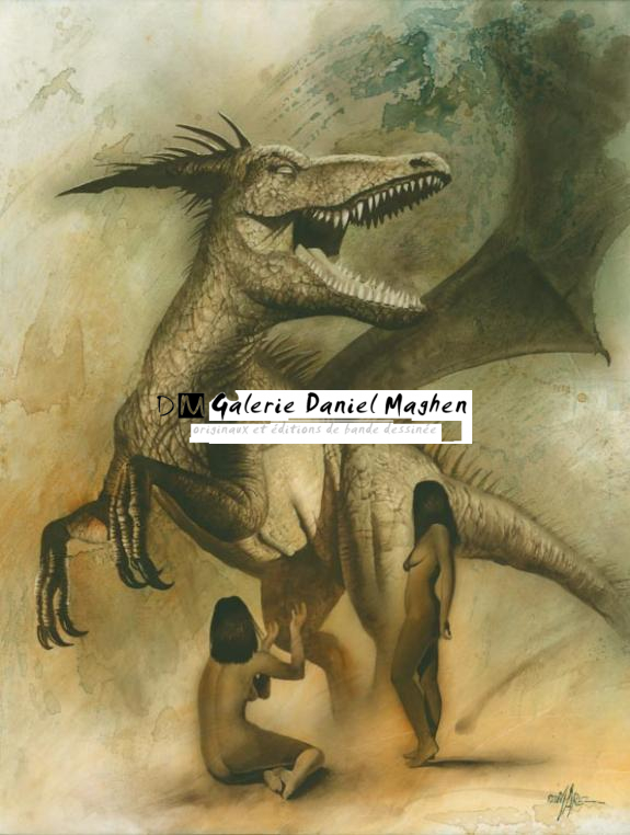 dragons et femmes de dos - Thierry Démarez - Huile - 2946