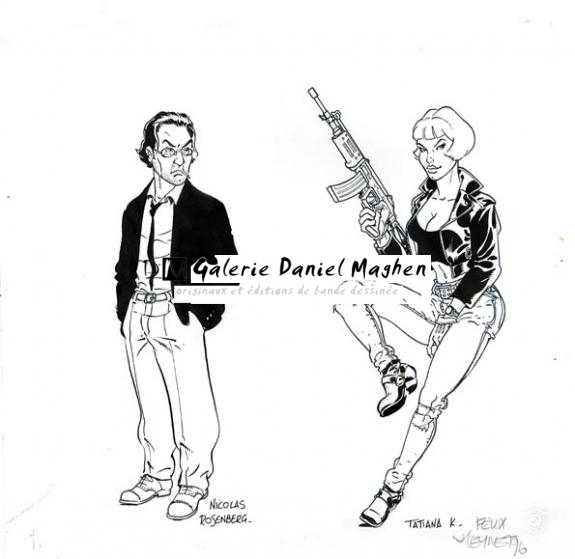 étude personnages - Félix Meynet - Encre de Chine - 1437