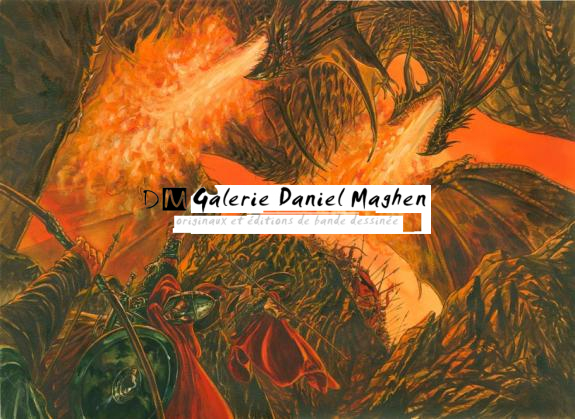 dragon et hommes - Gwendal Lemercier - Gouache et encre de Chine - 1461