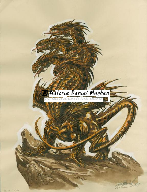 dessin inédit hydre - Gwendal Lemercier - Gouache et encre de Chine - 1463