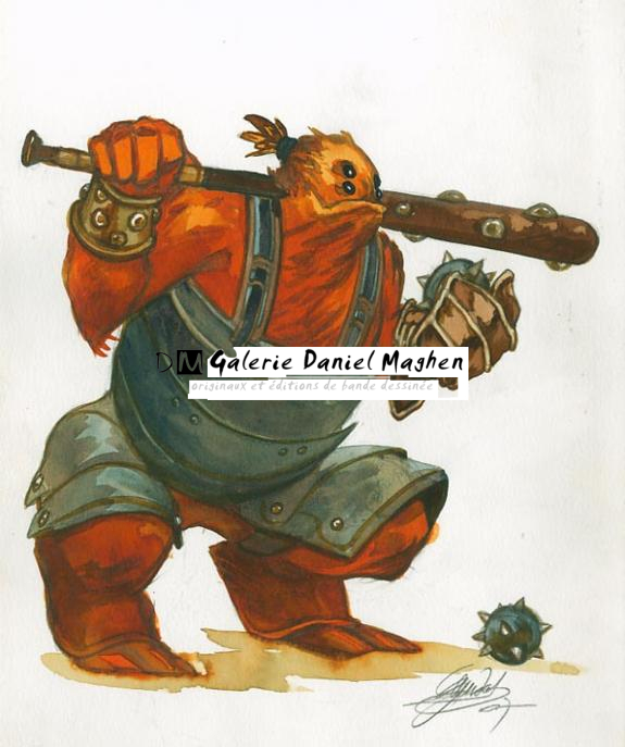 monstre avec masse - Gwendal Lemercier - Gouache et feutre - 1467