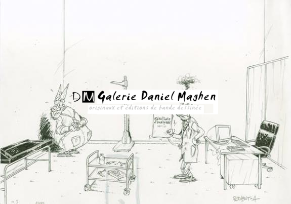 page de garde de tous les albums - rustine au niveau du chariot - Alain Sirvent - Encre de Chine - 1497