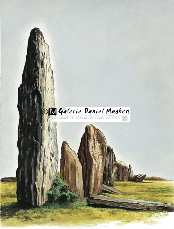 Illustration originale, menhirs - Bruno Brucero - Acrylique - 1573