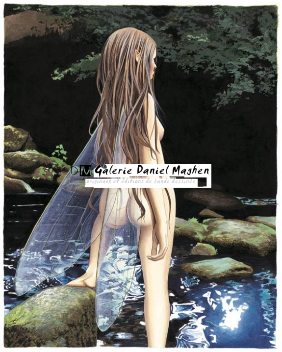 fée nue de dos devant rivière - Bruno Brucero - Acrylique - 1585