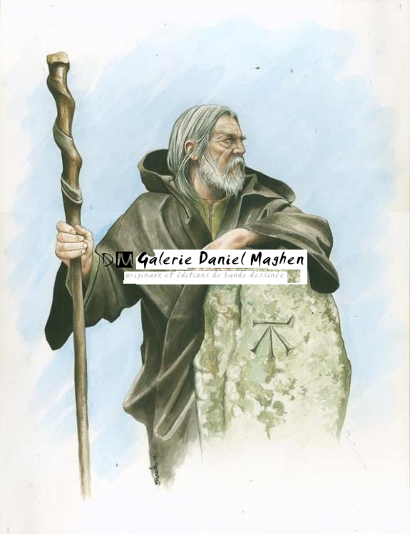 merlin à côté d'1 cairn rhunique - Bruno Brucero - Acrylique - 1591