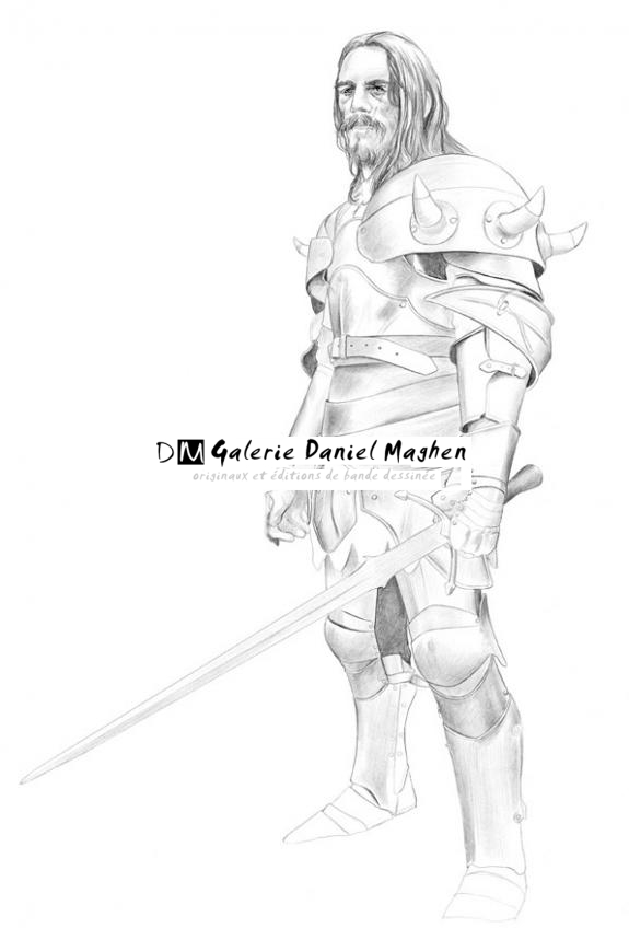 crayonn du guerrier en couleur - Bruno Brucero - Mine de plomb sur papier - 1598