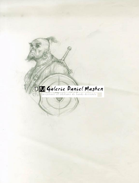 orc et bouclier pliures au milieu - Jean-Baptiste Monge - Mine de plomb sur papier - 1795