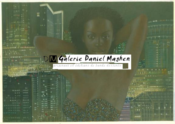 Femme bras croisés der.tête nuit - Didier Eberoni - Gouache sur papier - 1805