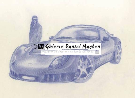 Théo et voiture - Didier Eberoni - Crayon de couleur sur papier - 1809