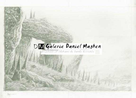 Lutins + dolmen - Olivier Ledroit - Mine de plomb sur papier - 1698