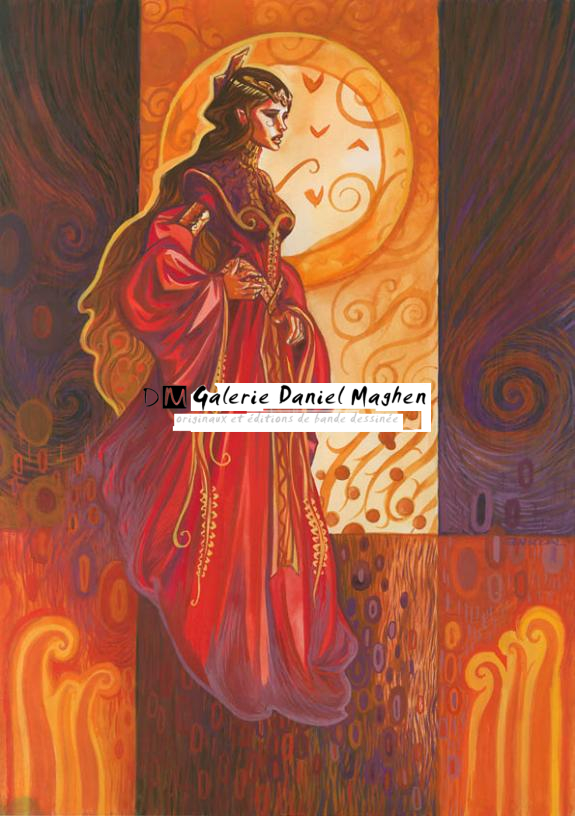 femme mains sur hanches klimt portfolio arcanes - Gwendal Lemercier - Gouache sur papier - 1702