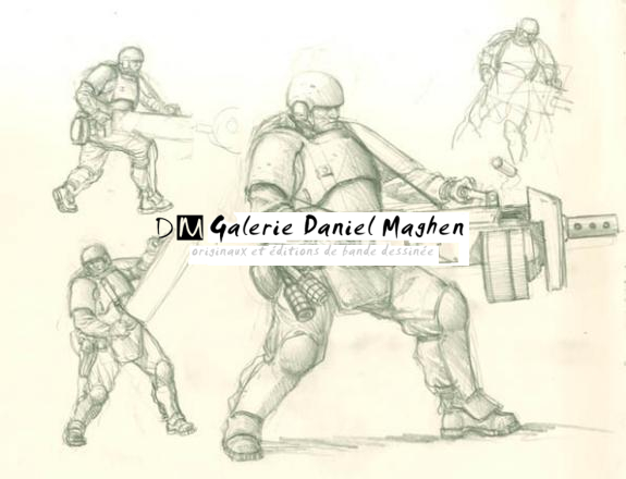 soldats - Karl Kopinski - Mine de plomb sur papier - 1749