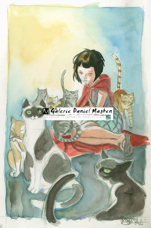 dessin de dos de couverture - Montse Martin - Aquarelle et mine de plomb sur papier - 1748