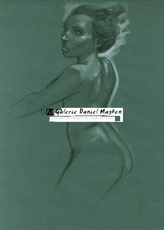 Nu de dos sur papier de couleur - Fabrice Meddour - Mine de plomb et lavis sur papier - 1772