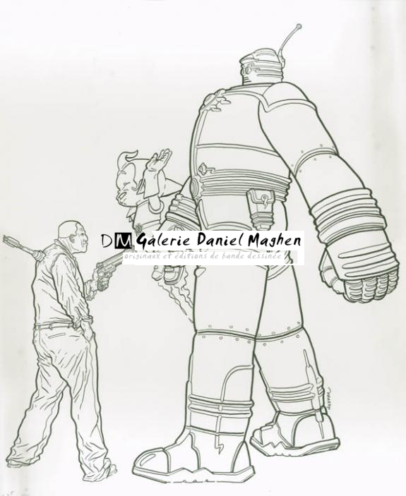 Dessin hommage Hard Boiled et Big Guy - Geof Darrow - Encre de Chine - 1837