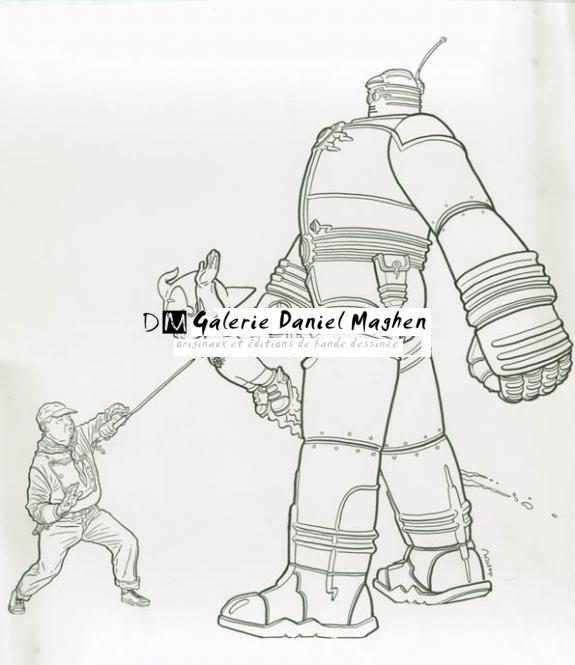 Dessin hommage Shaolin Cowboy & Big Guy - Geof Darrow - Encre de Chine - 1838