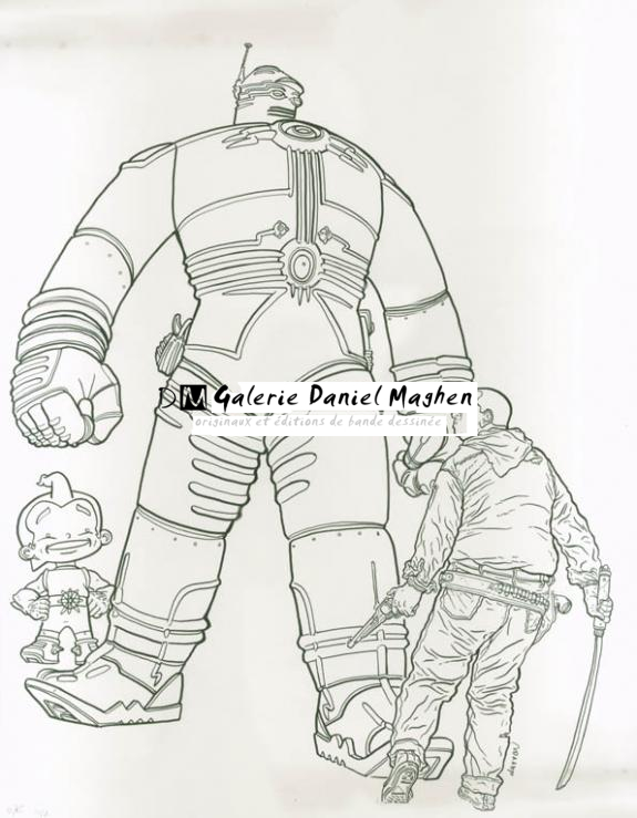 Dessin hommage Shaolin Cowboy & Big Guy - Geof Darrow - Encre de Chine - 1839