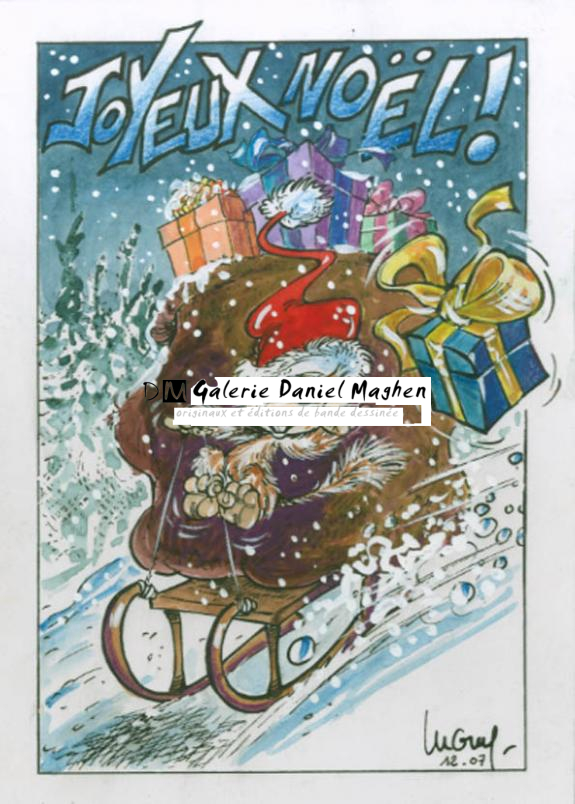 Carte de voeux - Philippe Luguy - Encre de Chine et encre de couleur sur papier - 1893