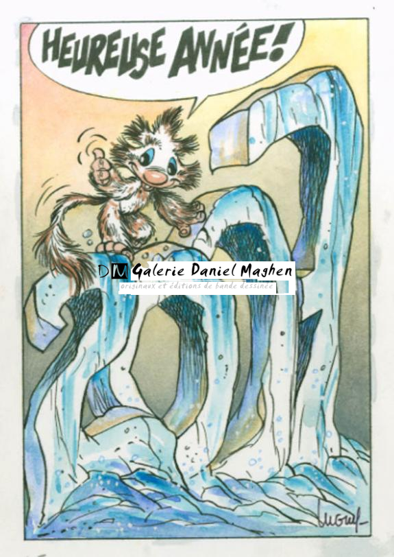 Carte de voeux - Philippe Luguy - Encre de Chine et encre de couleur sur papier - 1894